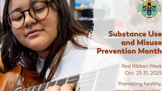 Red Ribbon advertisement about Substance Use and Misuse Prevention Month